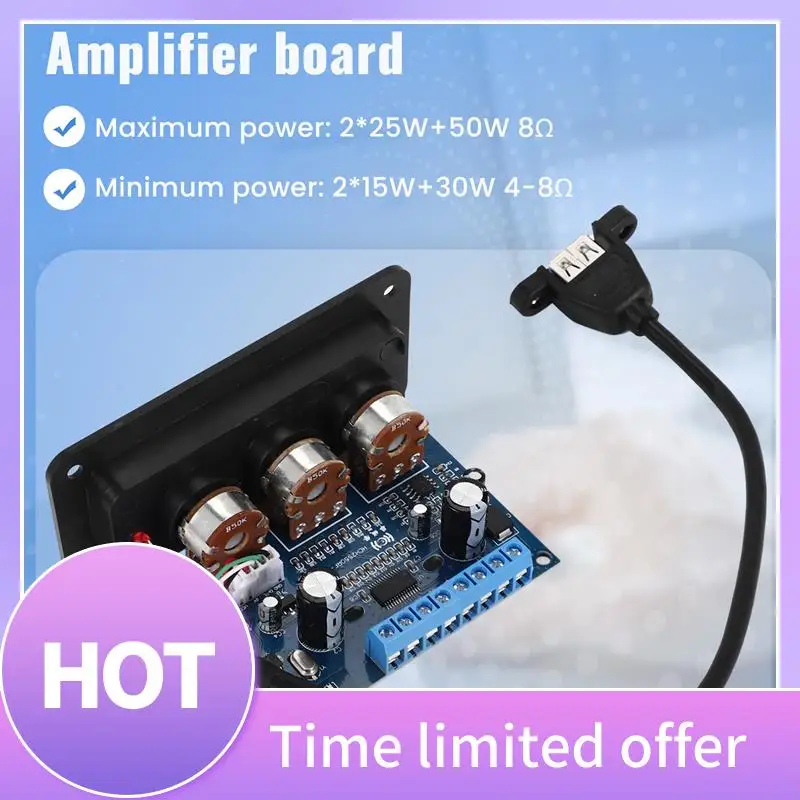 

B68A 2.1 Channel Bluetooth Digital Amplifier Board 2X25w+50W BT5.0 Subwoofer Class D Audio Board DC12-20V With USB Cable