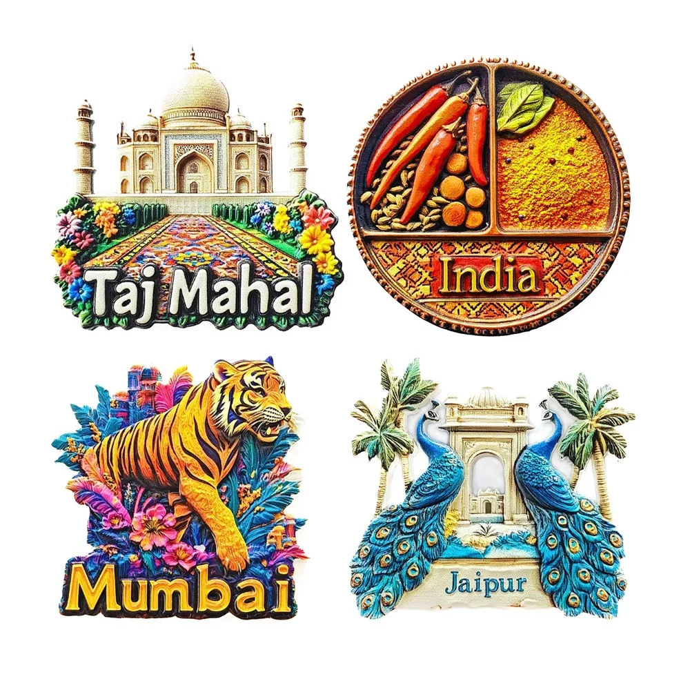 آسيا الهند تاج محل مومباي جايبور الراتنج ثلاثية الأبعاد مغناطيس الثلاجة السياحة تذكارية الثلاجة ملصق الحرف اليدوية هدية الديكور #1