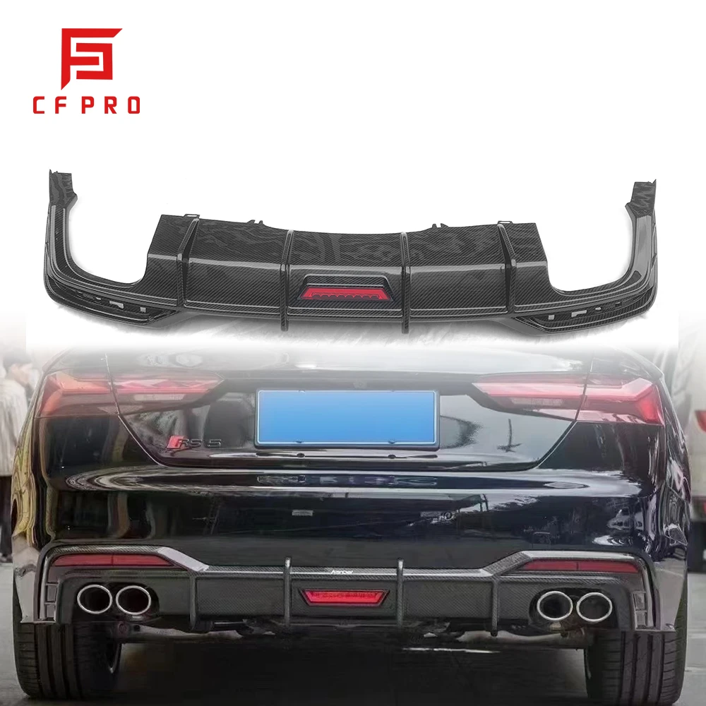 Audi S5 Rear Diffuser Carbon Fiber Rear Bumper Rear Lip Diffuser With Led For Audi S5 2013-2014