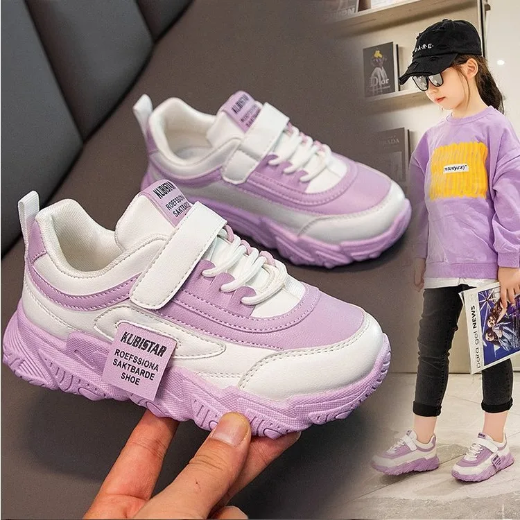 Sepatu Bayi Perempuan Kulit PU Fashion Sneakers Olahraga Lari Anak-anak Sepatu Kasual Anak-anak Bersirkulasi Tenis Sneakers Jalan Kaki