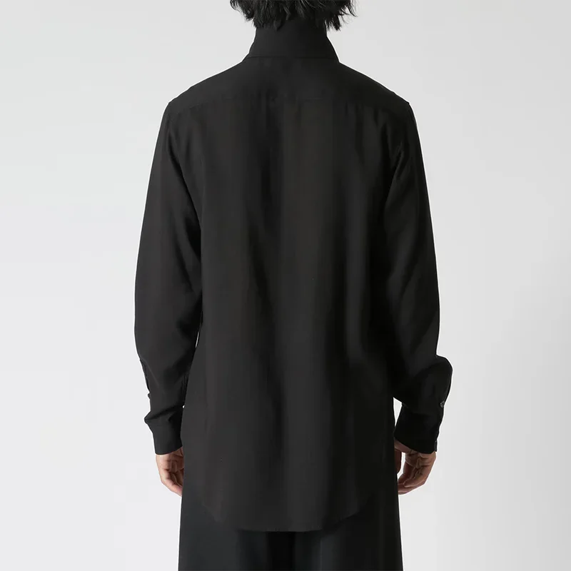 YOJI OOAK التصميم الأصلي زر قابل للتعديل وشاح الرقبة عالية الرقبة طويلة الأكمام قميص الفن مصمم