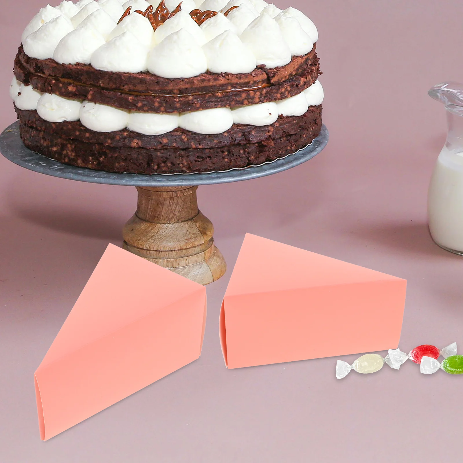 

50pcs Cake Box Gift Container Triangle Boxes Lovely Present Case Paper Cup Pink Boy Christmas New Year Party Favor