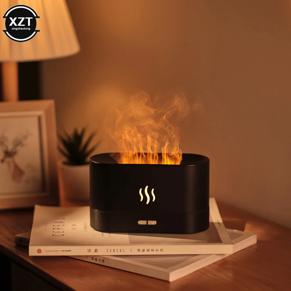 

180ML Essential Oil Diffuser Simulation Flame Aromatherapy Machine Ultrasonic USB Humidifier Car Home Office Air Freshener Spray