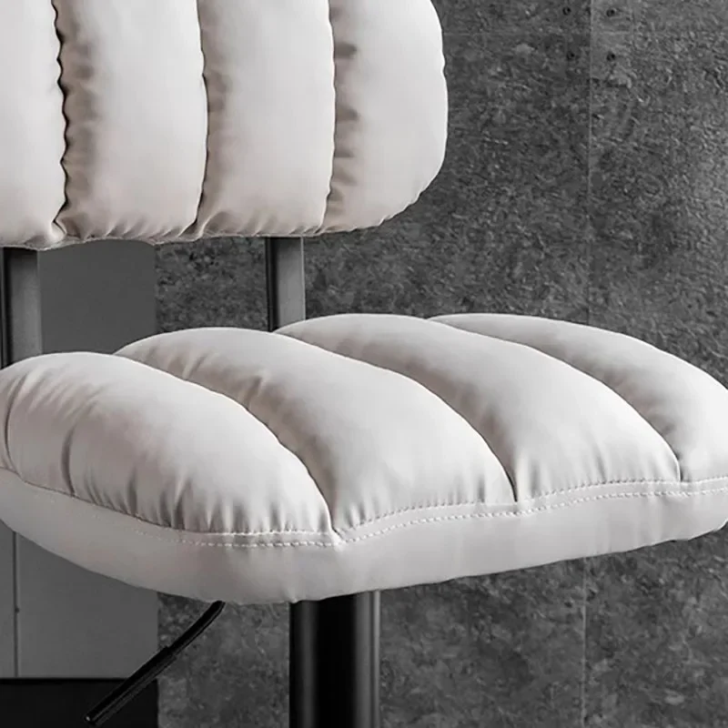 

High Leather Bar Chair White Nordic Vintage Modern Swivel Design Taburetes Altos De Cocina Benches For Kitchen Bar Furniture