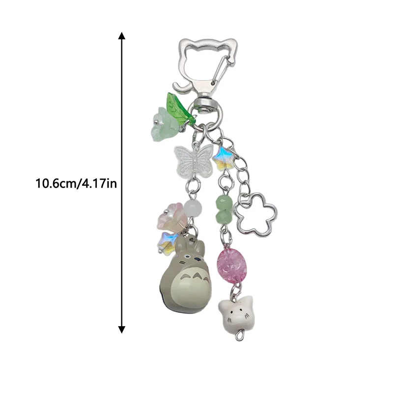 Y2K брелок для ключей с изображением медвежонка и кота, милая бабочка, брелок из бисера, сумка для девочек, подвеска, держатель для ключей для пары, подарки лучшему другу