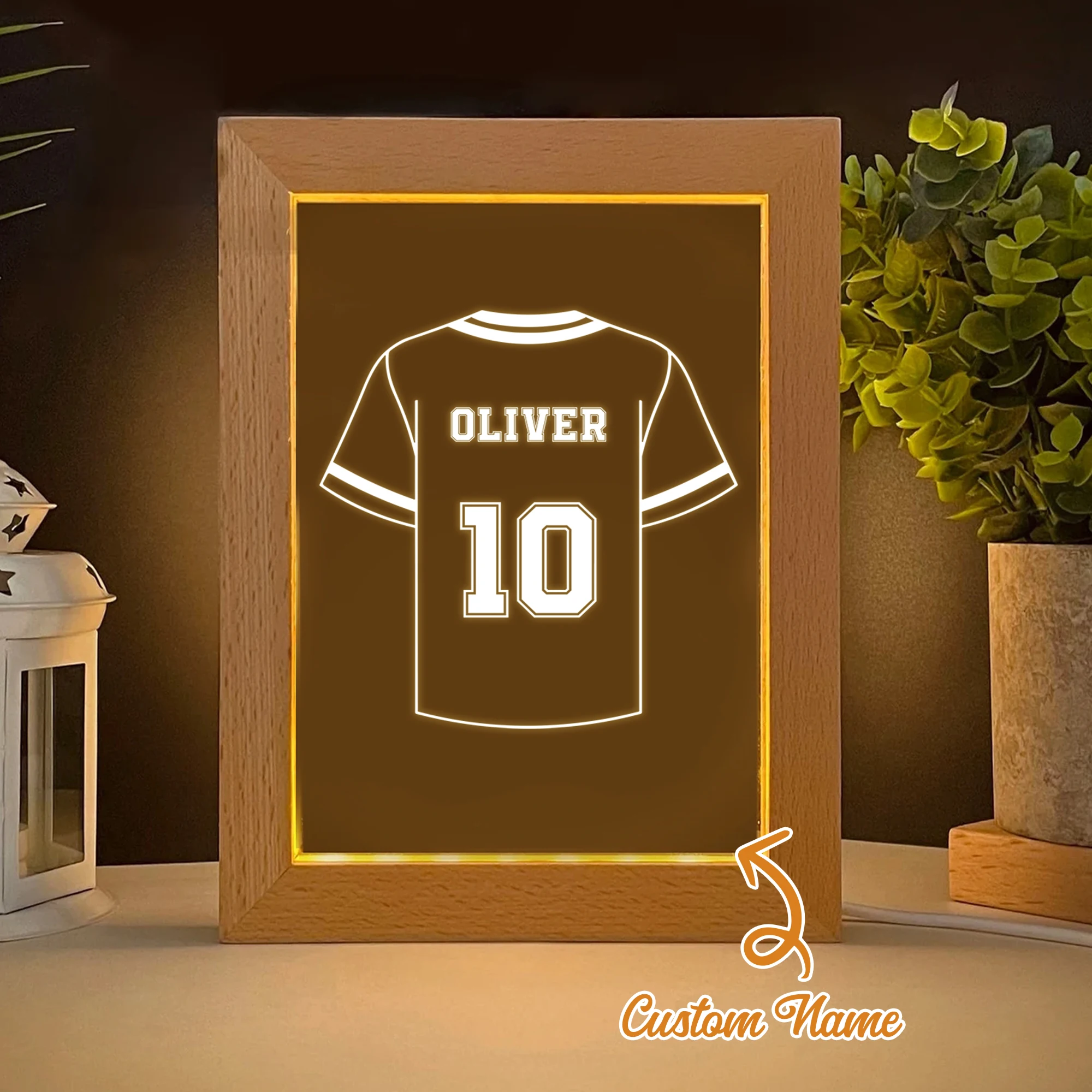 

Customized Jersey Number Name LED Night View Photo Frame Personalized Gift Family Living Room Bedroom DiningRoom Home Decoration