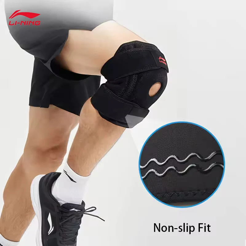دعامة الركبة للجنسين من LI-NING مع وسادة جل الرضفة و4 مثبتات زنبركية لدعم الركبة لـ Meniscus Kneepad AXWU071