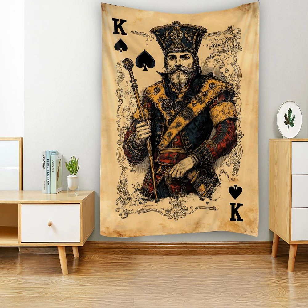 Ancient Western occupation witchcraft Tarot card decoration tapestry King holding gold coins Tarot card decoration tapestry