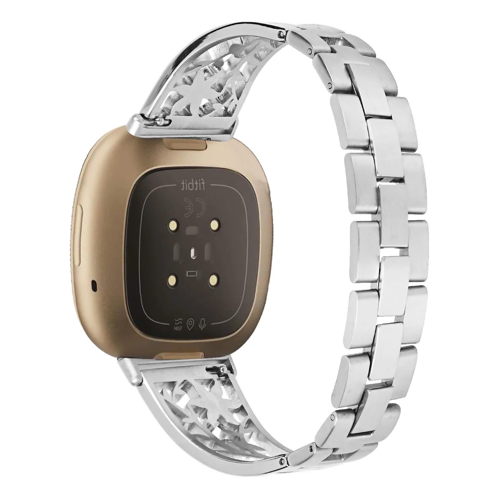 

Starfish Shape Rhinestone Decor Stainless Steel Smart Watch Strap Replacement for Fitbit Versa 3/Sense