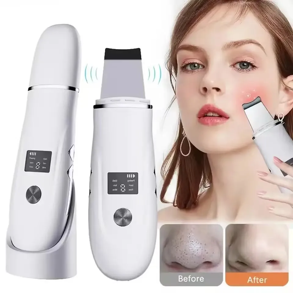 Ultrasonic Skin Scrubber Blackhead Remover Ultrasonic Peeling Pore Cleaner Face Cleaning Scrubber Ultrasonic Facial Espatula