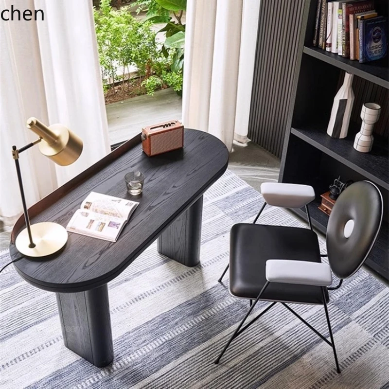 YFY Black Oak Desk Computer Writing Desk Simple Integrated Office Wall-Mounted