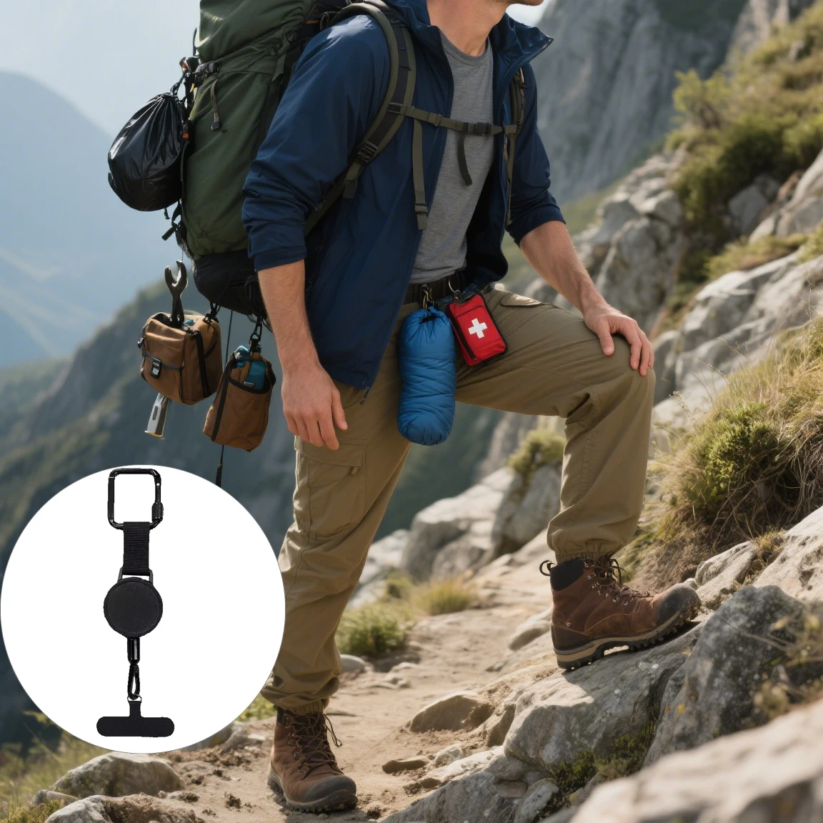 

Anti-theft Retractable Phone Lanyard Smartphone Safety Tether With Belt Clip Carabiner Anti-drop Harness For Climbing Cycling