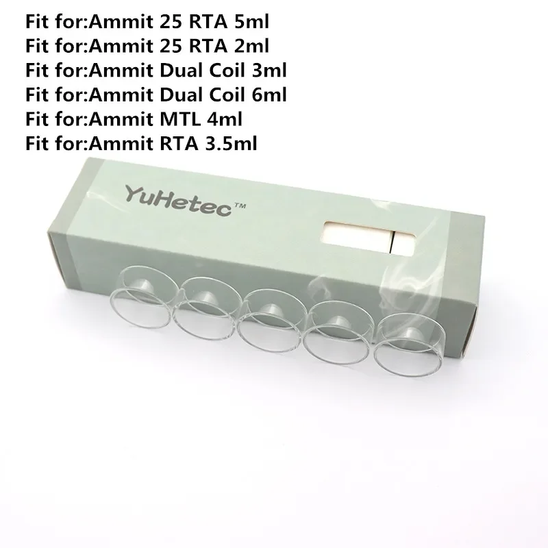 YUHETEC 5 ชิ้นเปลี่ยนแก้วหลอดสําหรับ Ammit RTA/Ammit 25 RTA/Ammit Dual RTA/Ammit MTL RTA