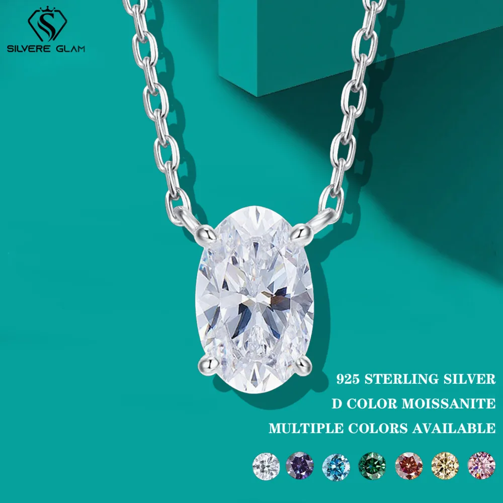 

TY 1-4CT овальная огранка из муассанита, ожерелье-пасьянс Pandent s925, стерлинговое серебро 18 карат, классические ожерелья для женщин