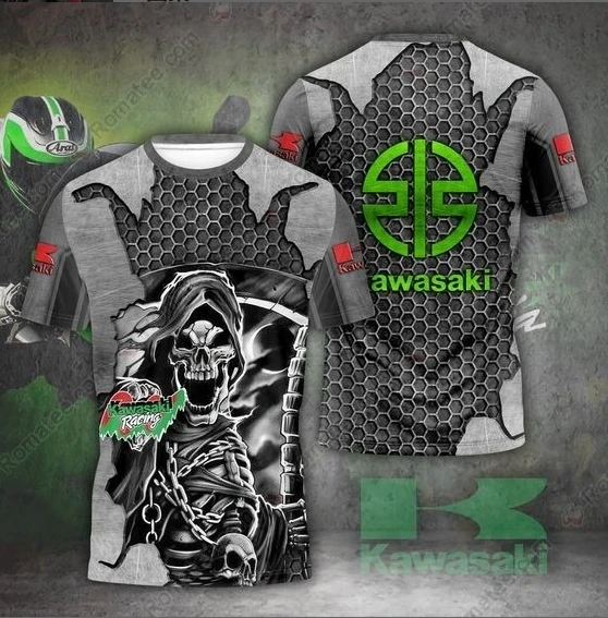 

New T Shirt Kawasaki Motorcycle Racing Team Extreme Outdoor Sports Short Sleeve Summer Quick Drying Men Cool T-shirts Clothing 2