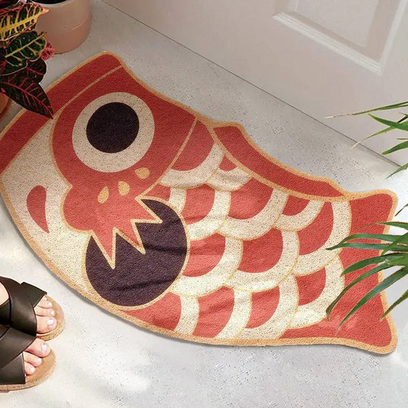 Welcome Doormat Japanese Style Red Carp Printed Carpet Entrance Hallway Non-Slip Floor Mat Front Door Mat Creative Carp Rugs