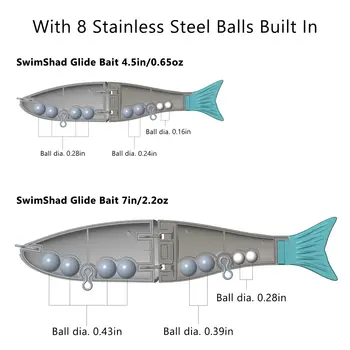 Bassdash Swimbaits - Señuelos deslizantes para lucio, trucha y pececillo, duros, 17,8 cm/62,5 g y 11,5 cm/18,4 g 10 best sales Señuelos deslizantes - №3
