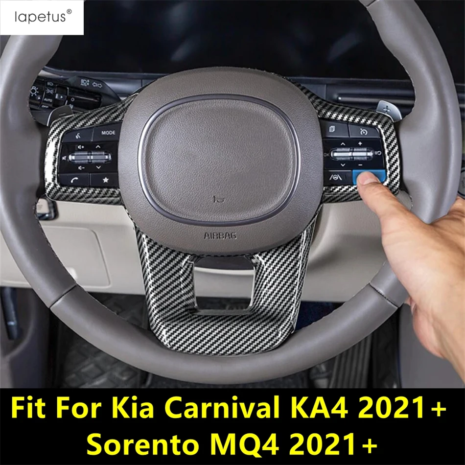 

Car Steering Wheel Frame Decoration Cover Trim For Kia Carnival KA4 / Sorento MQ4 2021 - 2024 Carbon Fiber Accessories Interior