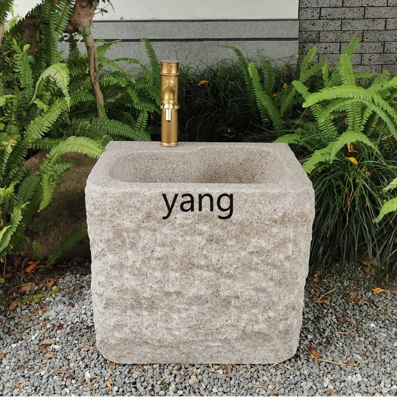 LTT Stone Garden Mop متكامل قائم على الأرض في الهواء الطلق ممسحة غسيل الحجر حوض ممسحة رخامية بالوعة الفن #3