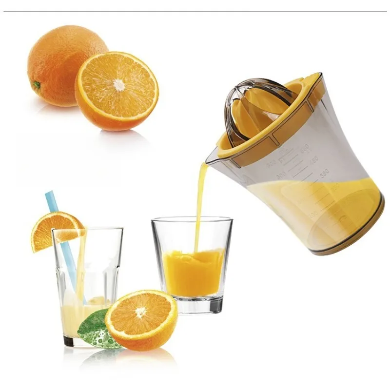 Manual Citrus Juicer,Built‑in Pour Spout,Transparent Graduated Measuring Cup,Multi‑fit Reamer Cone,Fruit Squeezer for Orange Lemon Lime for Household Kitchen Users
