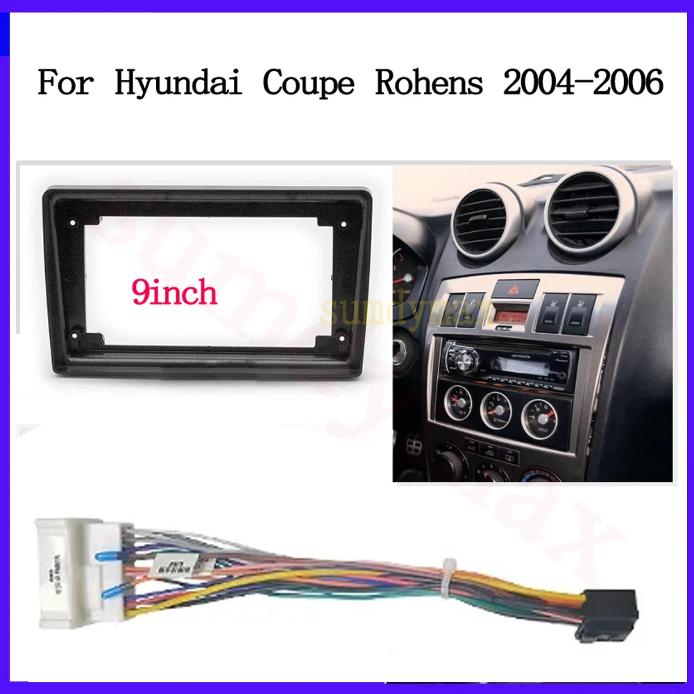 Panel de Radio Fascia para coche de 9 pulgadas, para Hyundai Coupe Rohens 2004-2006, instalación de consola Facia, adaptador de bisel, cubierta de placa embellecedora