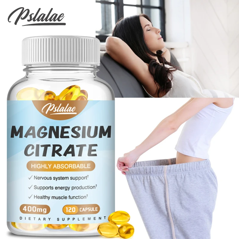 Citrato de magnesio 400 Mg-Suplemento dietético para promover la relajación muscular, apoya el sistema nervioso, los huesos y el corazón - 120 cápsulas