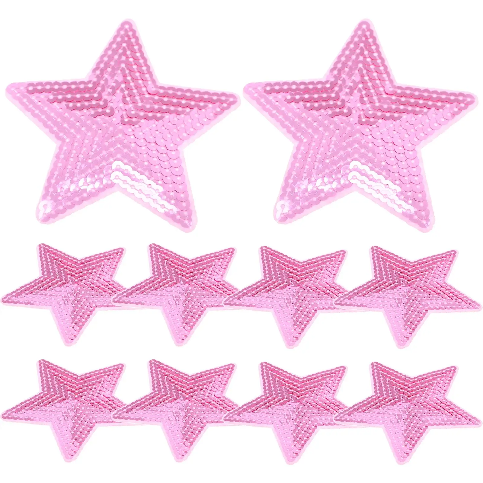 

10 Pink Sticker Pcs Star Shape Sequins Decorative Plastic Sewing Appliques Craft Patches Embroidery Patch Jeans Shirt Bag Hat