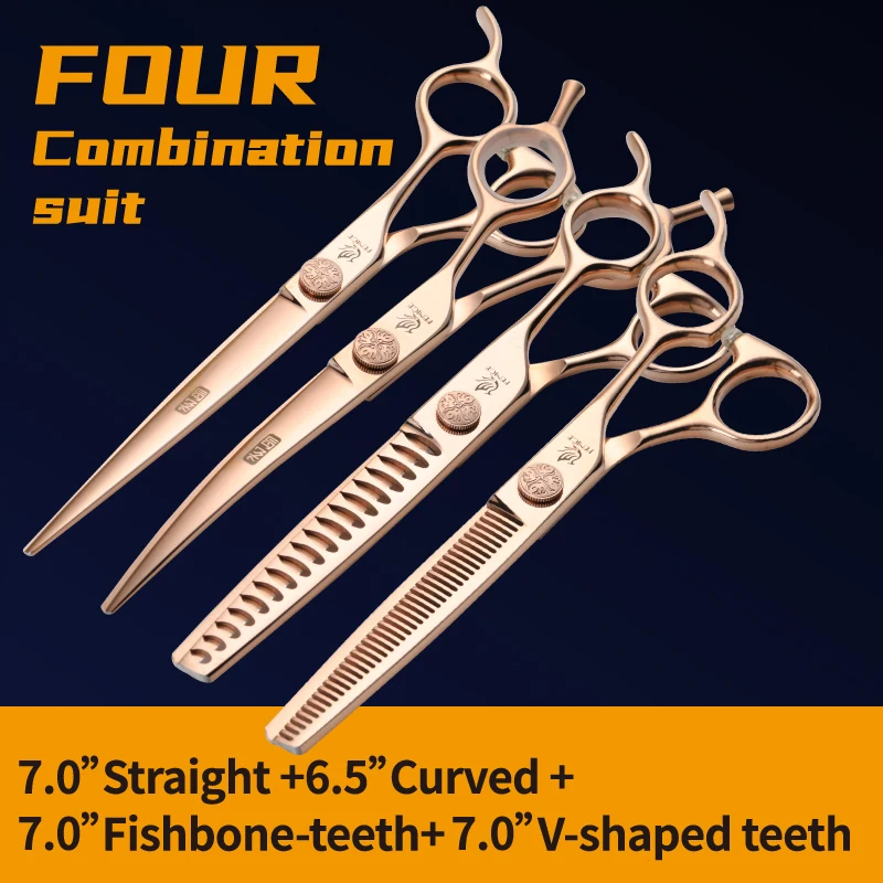Fenice JP440C Stahl 6,5/6,75/7/7,25/7,5 Zoll Haustier Hunde Pflege Schere Set Gerade Gebogene Effilierschere Schere Für Hunde