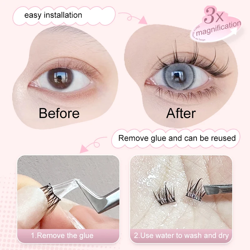 10 Line Eyelash Clusters DIY Manga Lashes Transparent Terrier Strands Eyelash Soft False Eyelashes Eyelashes Daily Makeup