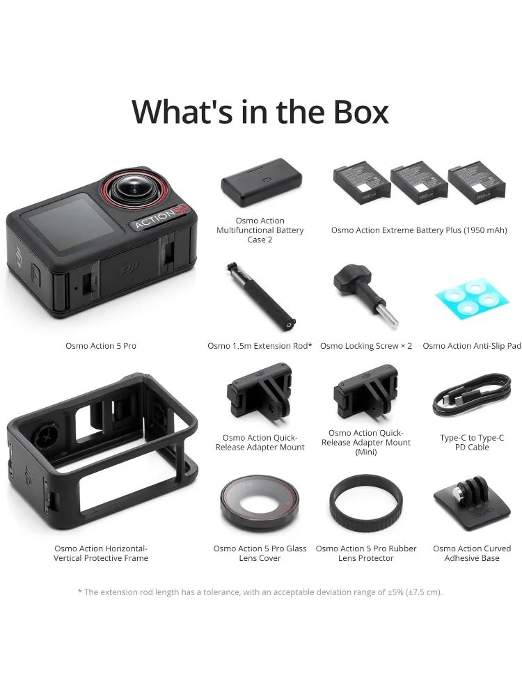 DJI Osmo Action 5 Pro Adventure Combo, Action Camera 4K con sensore 1/1,3", durata della batteria estesa di 12 ore con 3 batterie, Stabiliz
