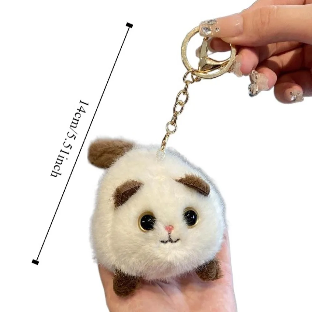 3D Eyes Cat Tail Wagging Keychain Spinning Tail Cartoon Plush Black Cat Pendant Squeezing Cute Cat Plush Keychain