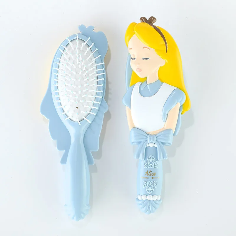 Disney-Alice no País das Maravilhas escova de cabelo para mulheres, bonito anime, pentes para massagem, cabeleireiro para meninas