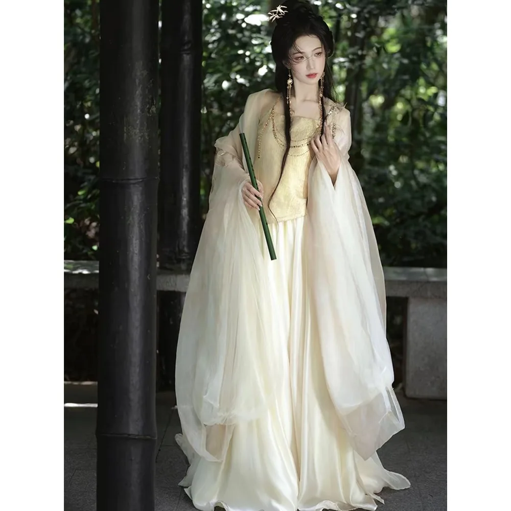 Jin Lü Yi New Original Hanfu 4-Piece Set Heavy Embroidery Warring States Robe High Waist Fairy Dress