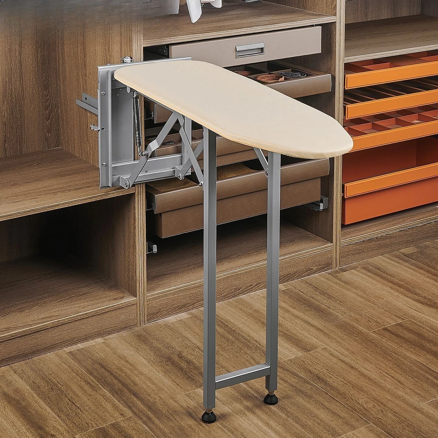 Recessed side ironing board household cabinet rotary folding ironing board cloakroom vertical ironing rack