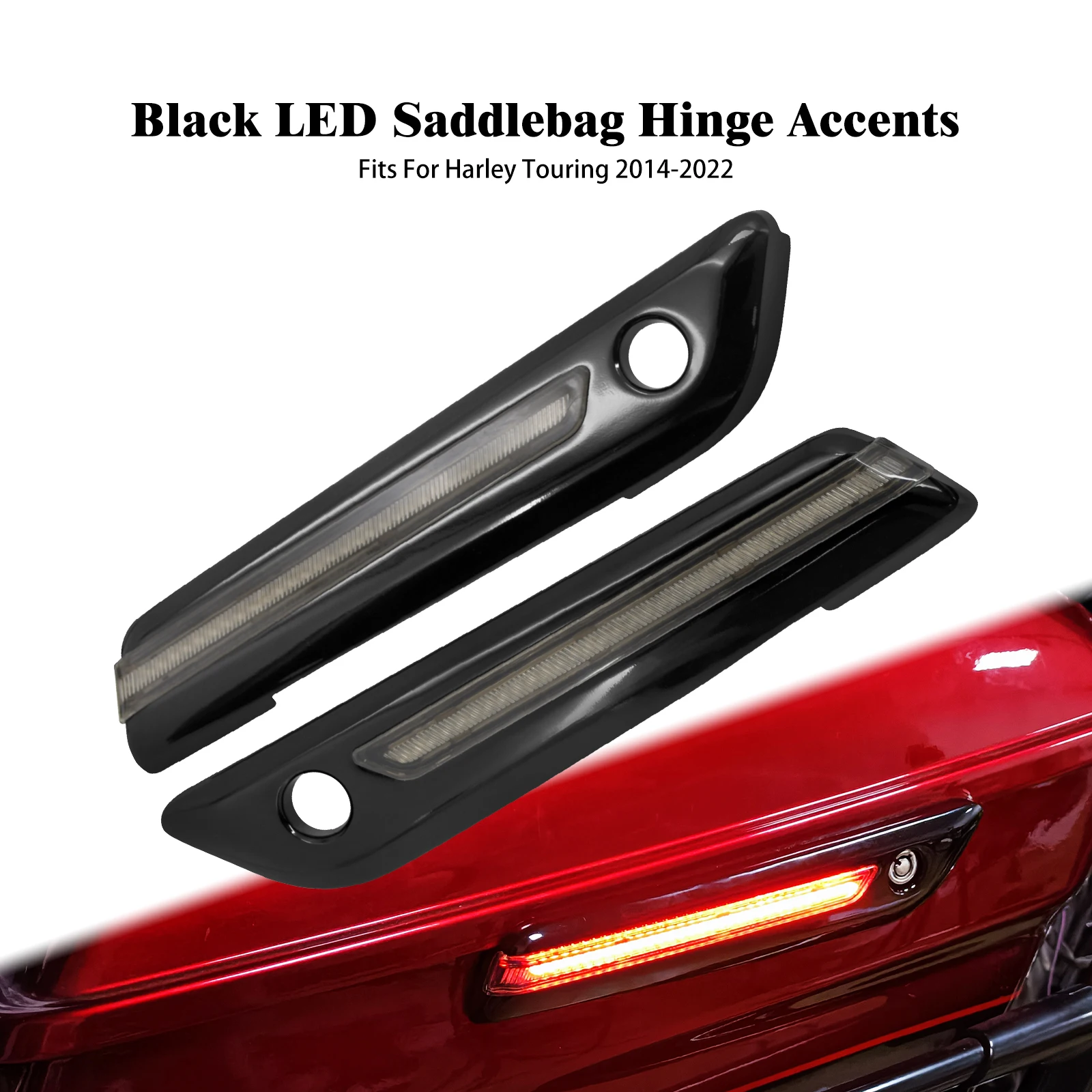 

Motorcycle LED Saddlebag Latch Accent Lights Smoke Lens Run Brake Turn Signal Lamp For Harley Touring FLHR Electra Glide 2014-23