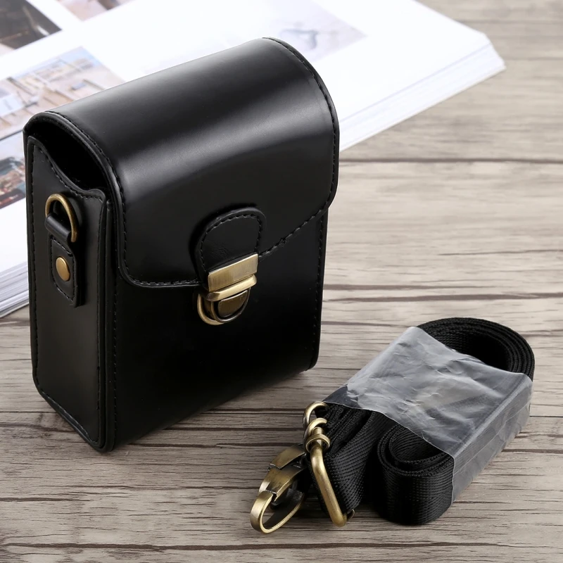 Full Body Storage Bag For Canon G7X II / G9X Mark II, Sony RX100 Camera Buckle Lock PU Leather Case with Hand Strap & Neck Strap