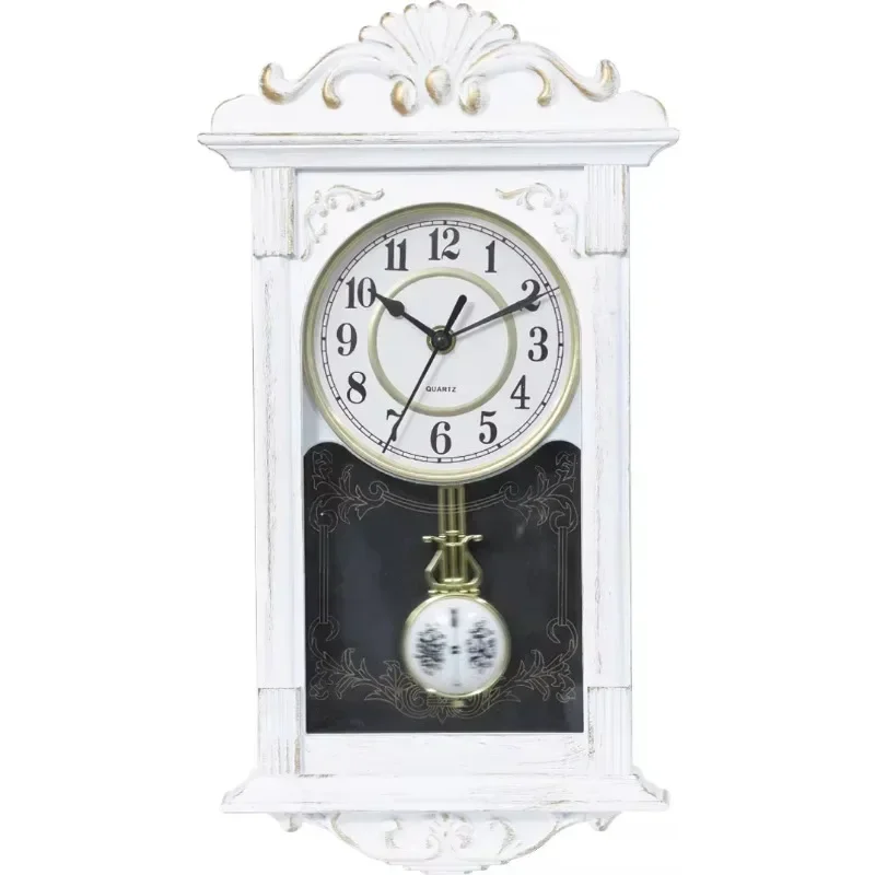 

Home decoration European retro wooden pendulum hot selling gift plastic wall clock