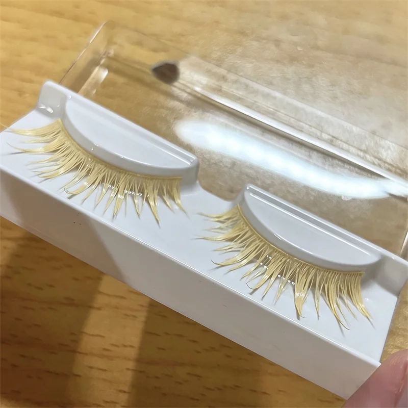 Anime Alien Stage Luca Luka Cosplay Künstliche Wimpern Hellgoldfarben Lange Falsche Wimpern Bühnenauftritt Tägliche Party-Requisite – Detail 3