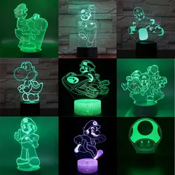 Super Mario Brothers Racing Night Light 3D Illumination Light 7/16 Color Touch Adjustable USB Charging Decoration Birthday Gift