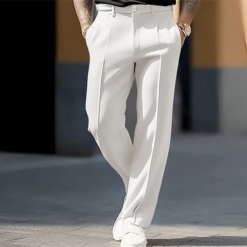 Men s  Fit Flat Front Dress Pants Solid Color Classic Business Trousers Modern Formal Suit Slacks for Work or Events