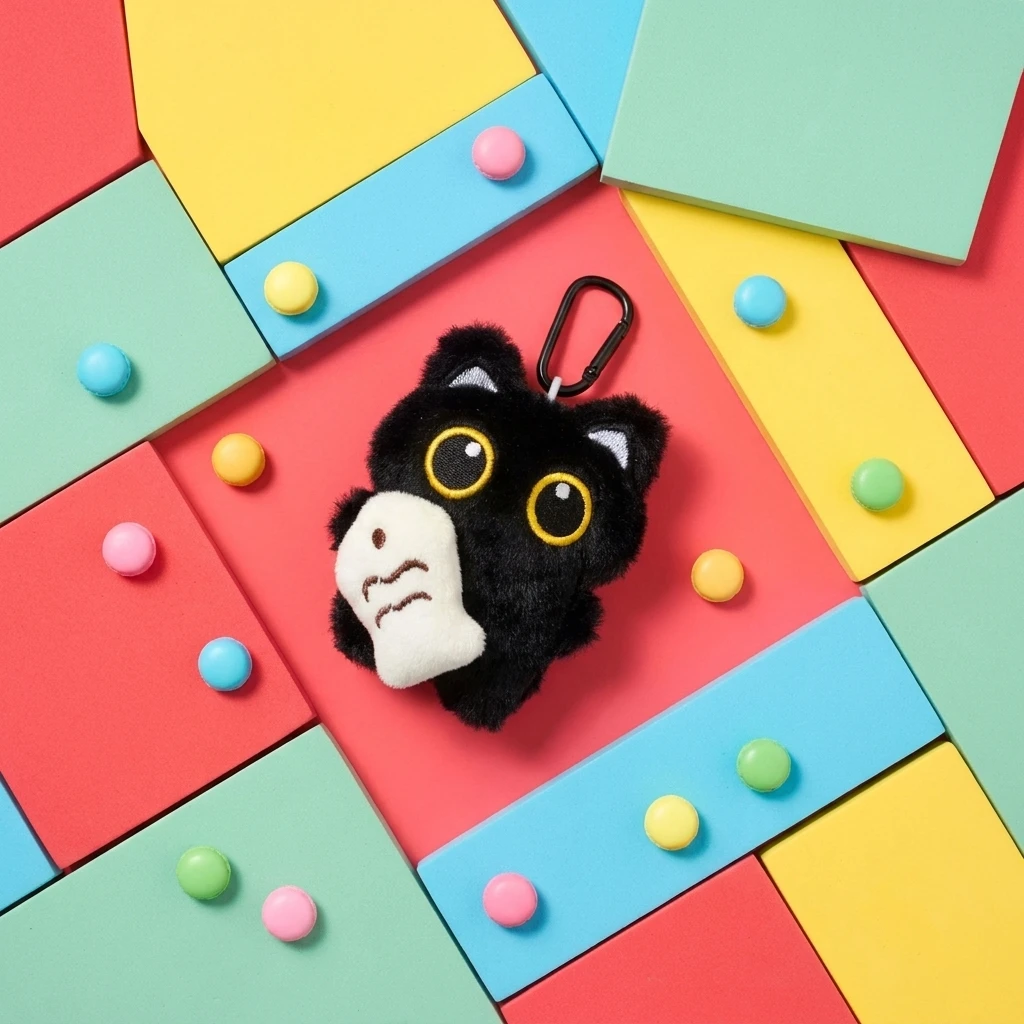 

Sweet Cool Strawberry Black Cat Plush Keychain, Cute Doll Pendant, Fashion Backpack Charm for Students