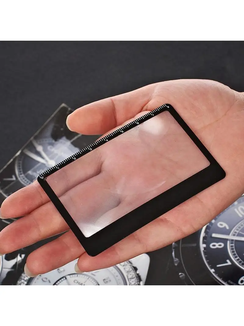 Geldbörsen-Lupe-Karte 3X Mini-Vergrößerungsglas-Lineal Taschen-Lupe zum Lesen Feueranzünden Überlebenswerkzeuge Vergrößerungsglas