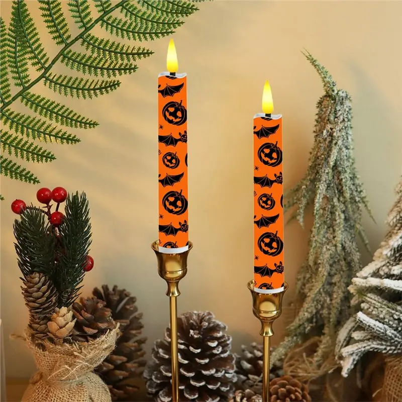 PHFU-Flameless LED Candles 6 Pcs For Halloween Haunted For Table Centerpiece For Table Centerpieces& Mantel Decor Taper