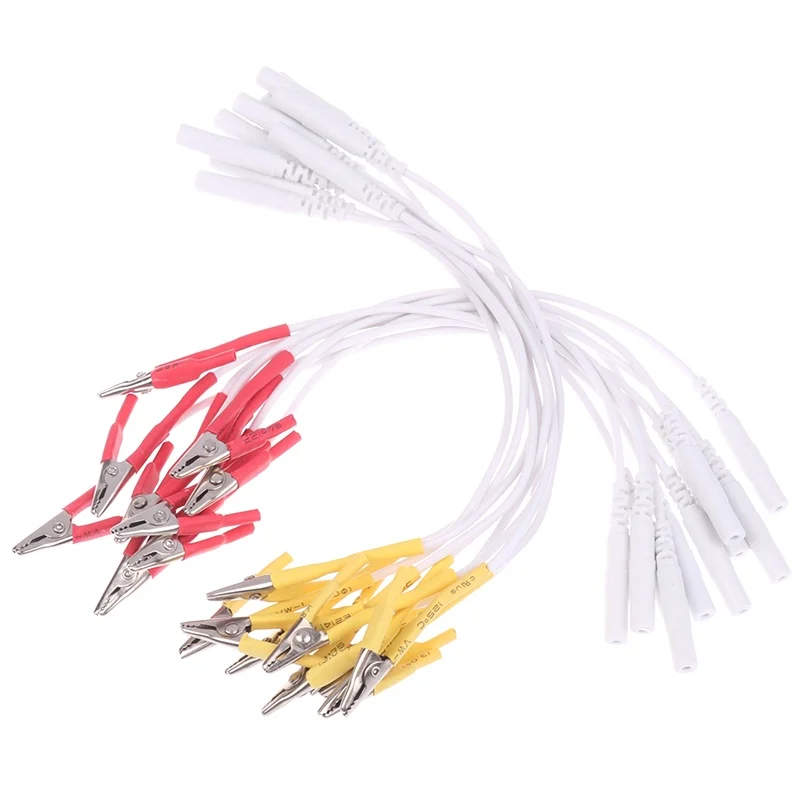 

10 шт. кабелей с 2-миллиметровыми контактами TENS/EMS и зажимами типа «крокодил» - аксессуары для электродных проводов для электронного аппарата для акупунктуры Hwato SDZ-II