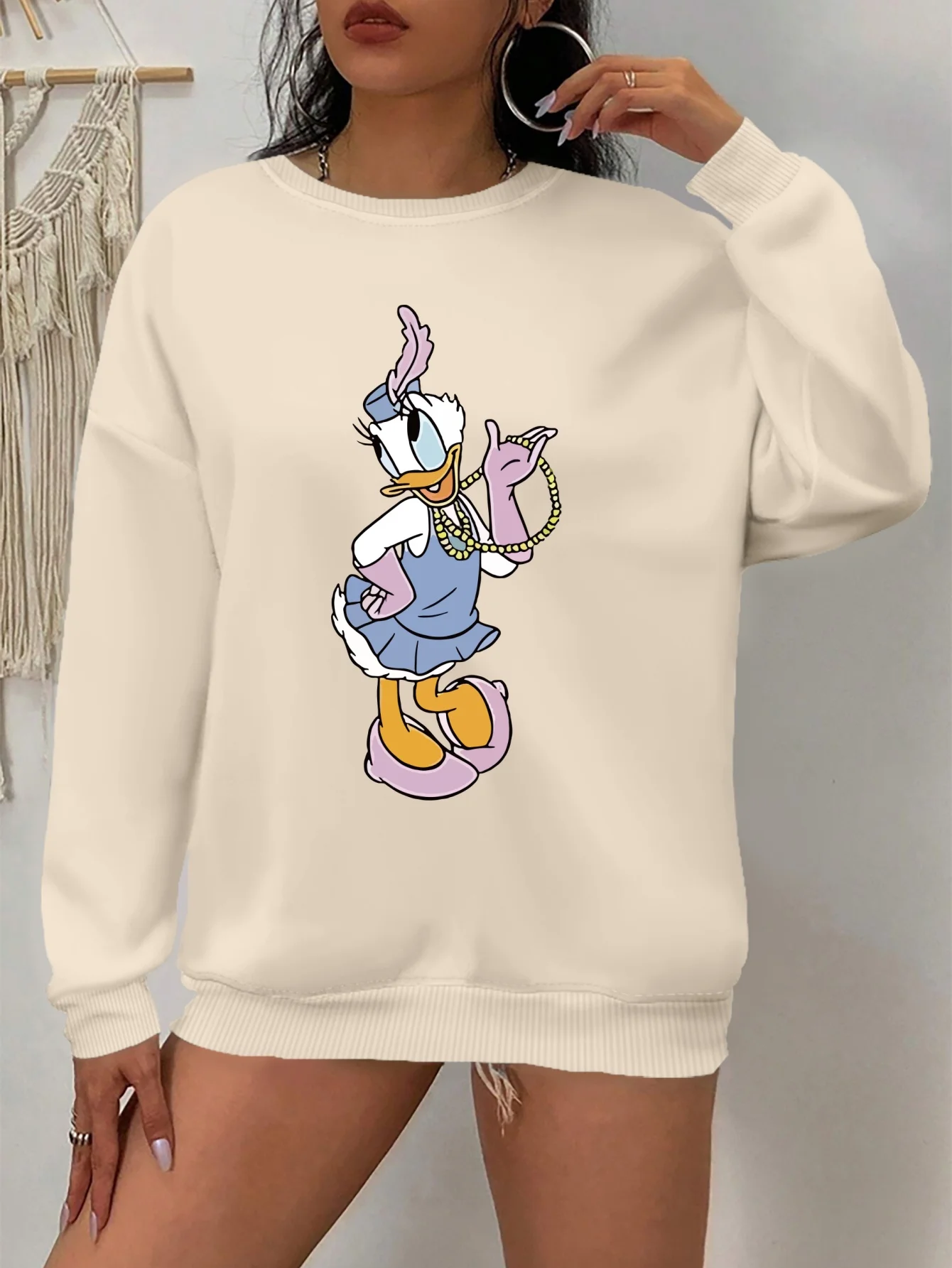 Bluza Disney Daisy Duck dla par, damska i męska, bawełniana bluza z kapturem, sweter, codzienne topy, jesienno-zimowa, polarowa, oversize, unisex, płaszcze