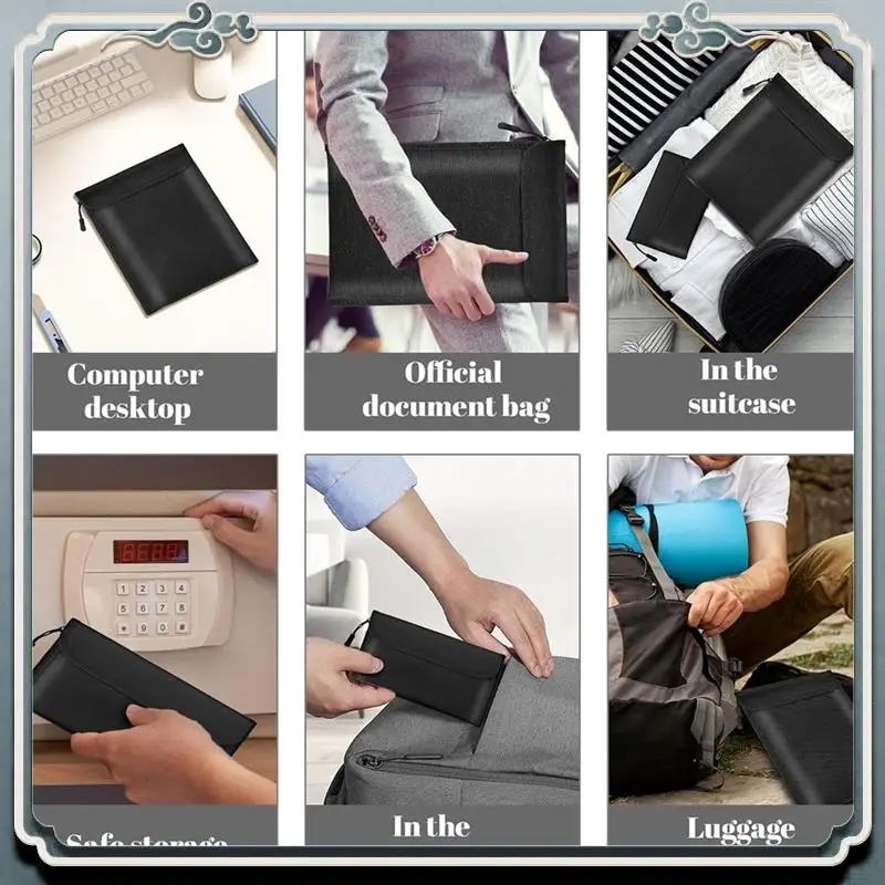 Premium Fireproof Waterproof Document Bag 2000℉ 3Pack Fireproof Bags For Cash/Documents With Locking Zipper Waterproof Money Bag