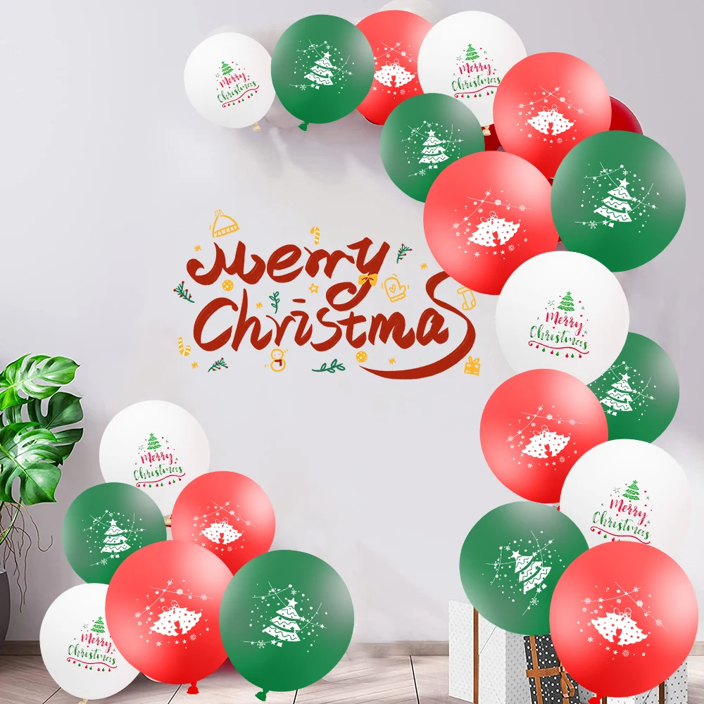 12/60Pcs Merry Christmas Latex Balloons Red Green Round Balloons Xmas New Years Party Home Decoration Supplies Kids Gifts Toy