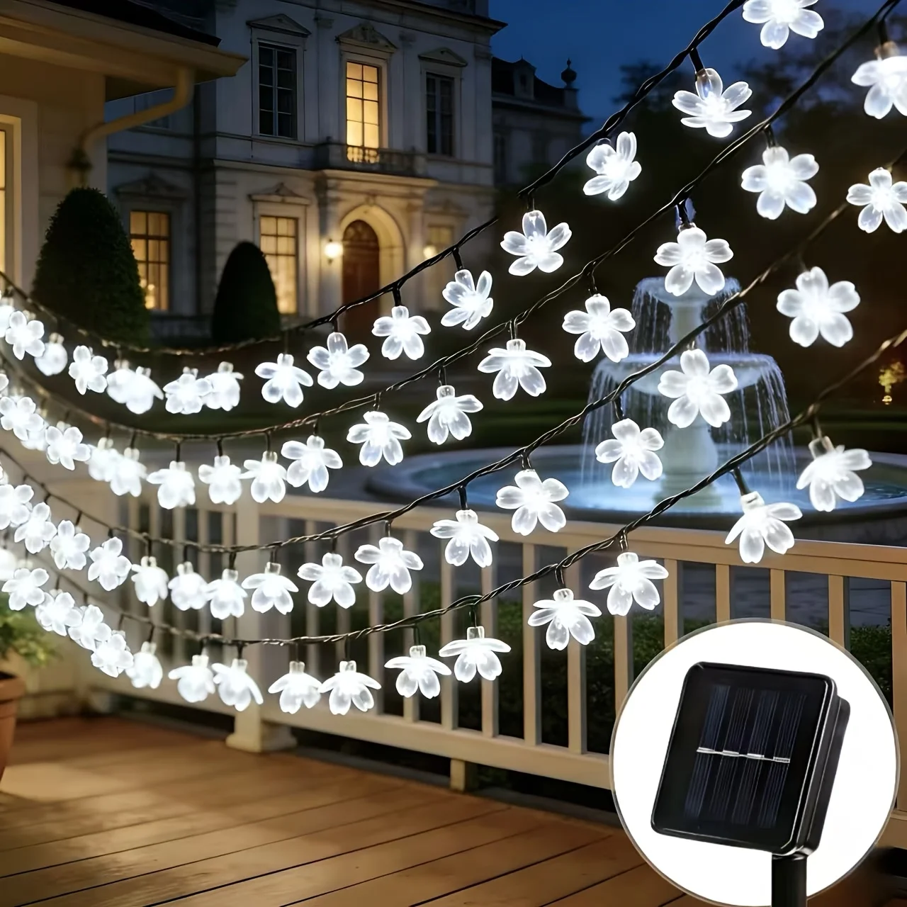 5/7/12M Solar Fairy String Light Sakura Garlands Peach Flower CherryLED Lamp for Wedding Party Garden Christmas Outdoor Decor