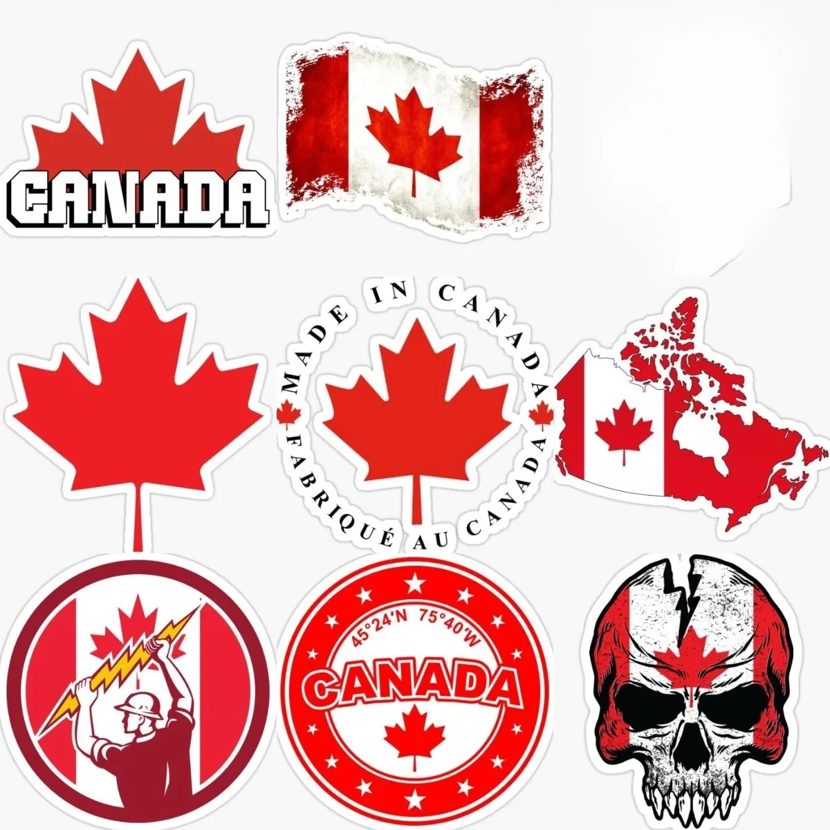 

Наклейки с флагом Канады и Канады, эмблемой карт, креативные наклейки с черепом, наклейки для мотоцикла, автомобиля, окна, кемпера, грузовика, велосипеда, стола, шлема, наклейки, аксессуары