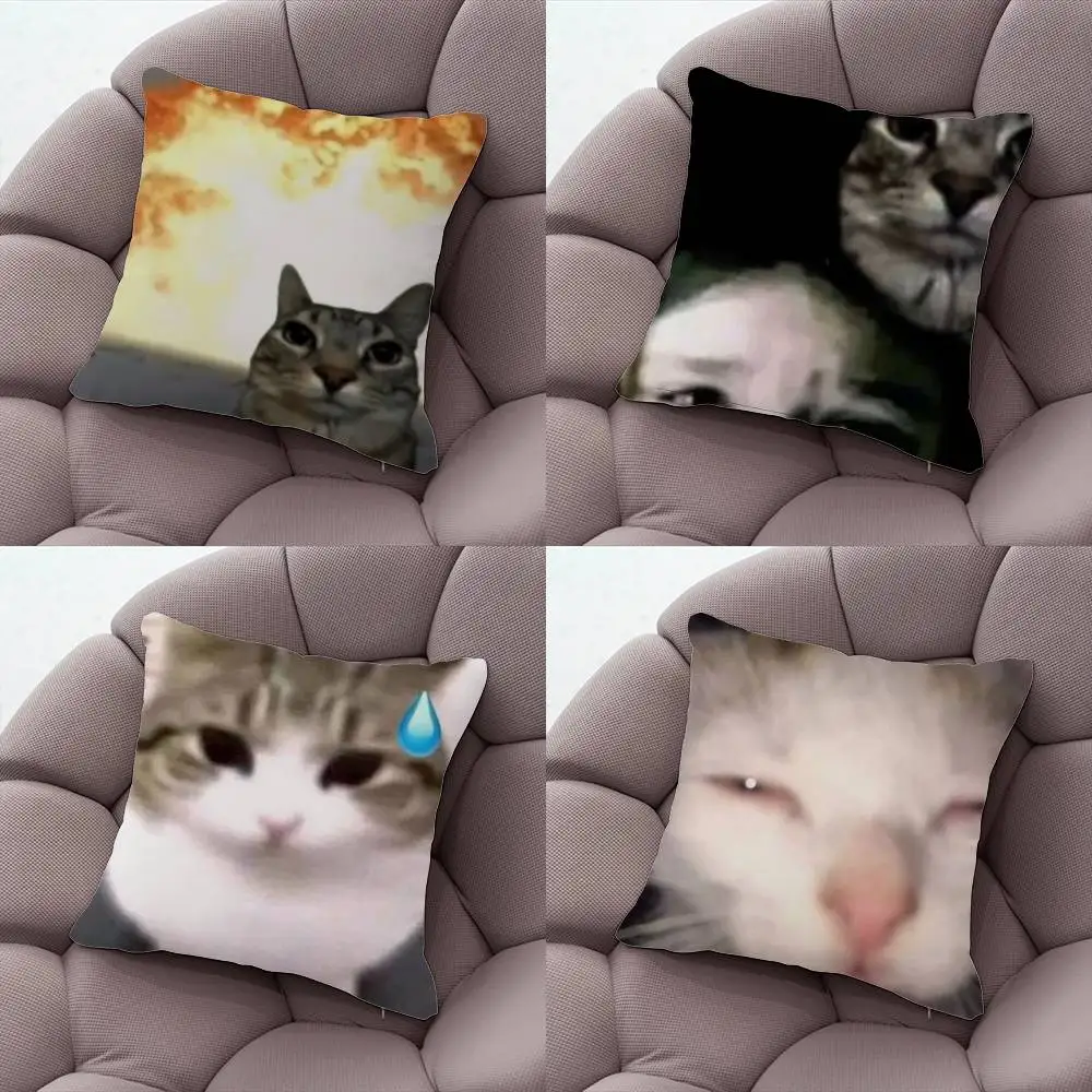 

Cat Memes Funny Pillow Case Plush Fabric Soft Pillowcase Double Sided Print Cushion Cover Household Gifts